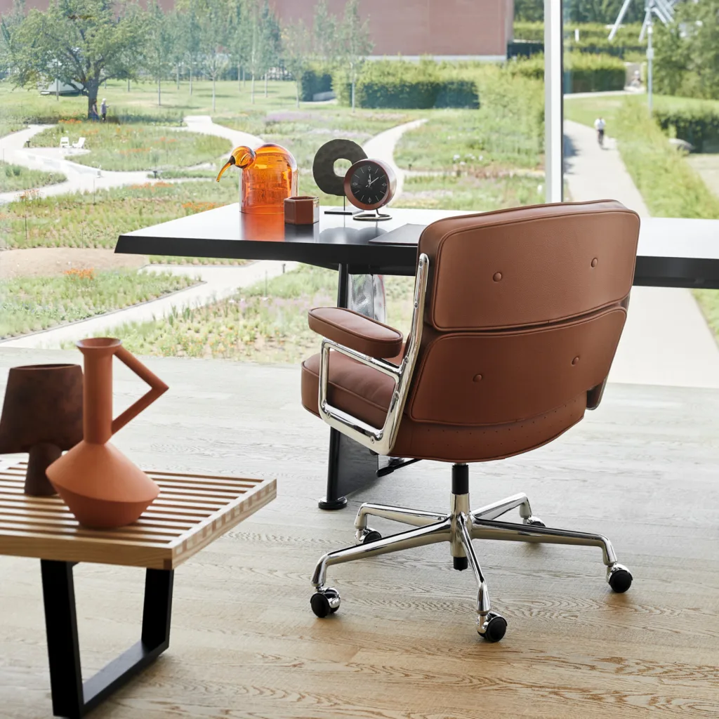 Remanufactured office chair in a bright modern workspace